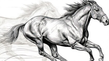 Dynamic Sketch of a Galloping Horse in Motion.