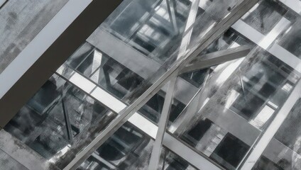 Abstract architectural detail of a modern building with glass and steel.