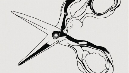 Elegant Scissors Illustration - A Precise and Detailed Black and White Design.