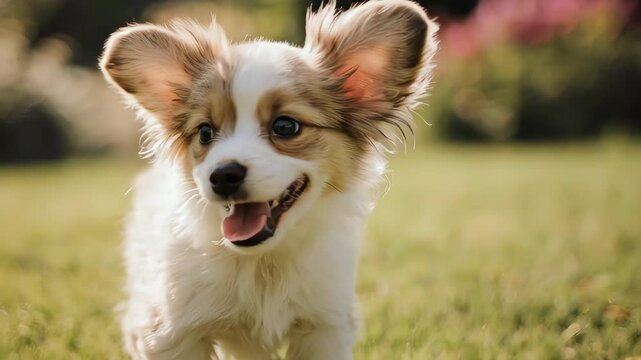 耳をピンと立てて顔を出すミニチュアシュナウザーの子犬を捉えた映像です。
表情豊かな瞳と賢そうな印象が際立ちます。