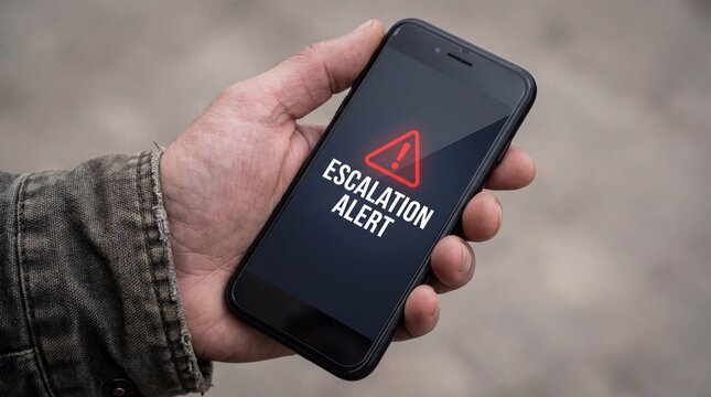 Escalation alert notification mobile phone emergency warning message crisis management system requiring immediate attention response action urgent priority situation handling intervention