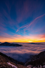 Sonnenaufgang Turnauer Hochanger - Hochschwab - Hochsteiermark - &Ouml;sterreich - Alpen - Nebelmeer - Hochnebel - Morgenrot