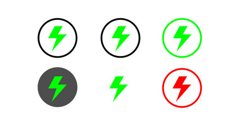 Obraz premium Collection of colorful lightning bolt icons in various designs.