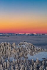 Hochlantsch Sonnenuntergang - Teichalm - Naturpark Almenland - Oststeiermark - Morgenrot - Nebelmeer - Hochnebel - Winter