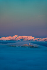 Hochlantsch Sonnenuntergang - Teichalm - Naturpark Almenland - Oststeiermark - Morgenrot - Nebelmeer - Hochnebel - Winter