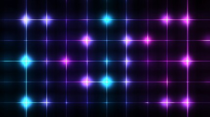 Abstract glowing grid squares with neon outlines purple blue cyan glow dark futuristic wallpaper