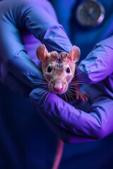 Veterinarian Holding a Brown Home Rat In the Hands