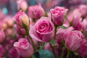 Obraz premium Pink roses as a background