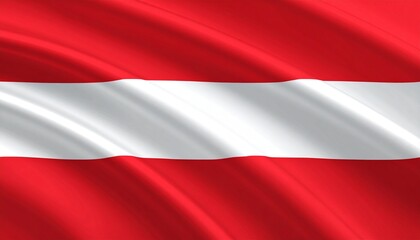 Austrian national flag with red top and bottom stripes and white middle band in horizontal layout