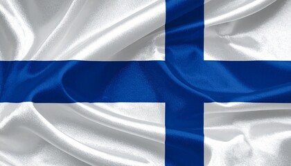 Obraz premium Flag of Finland – Blue Nordic Cross on White Background Symbolizing Lakes, Sky, and Snow