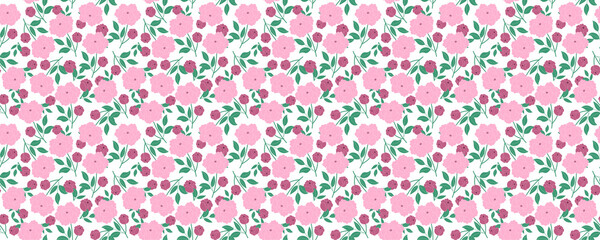 coquette pink flowers seamless Pattern Background - 1