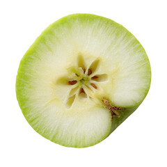 A fresh and vibrant cross-section of a green apple revealing its crisp texture and healthy core