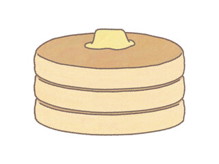 ホットケーキを3つ重ねてバターをのせたイラスト