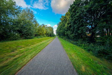 Fototapeta premium Bicycle paths troughout the Tweemanspolder in Zevenhuizen