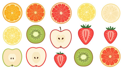 Minimalist Colorful Hand-Drawn Fruit Illustration Collection