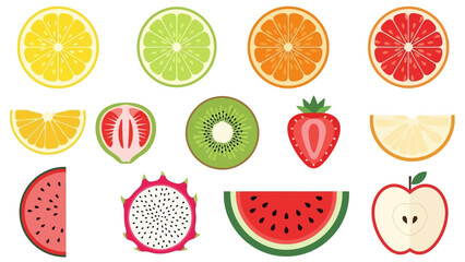 Minimalist Colorful Hand-Drawn Fruit Illustration Collection