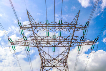 High voltage power lines at the Maasvlakte in the Port of Rotterdam