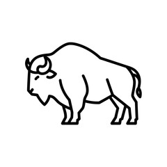 Obraz premium Simple Black and White Line Drawing of a Bison for Creative Illustration or Logo Design