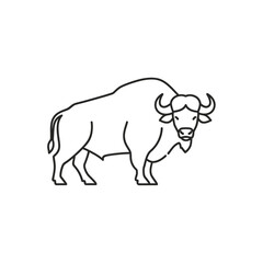 Minimalist Line Drawing of a Bison for Wildlife and Nature-themed Projects