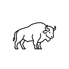 Fototapeta premium Minimalistic Line Drawing of a Bison Illustration for Nature and Wildlife Themes