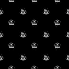 All seeing eye of God seamless pattern isolated on black background