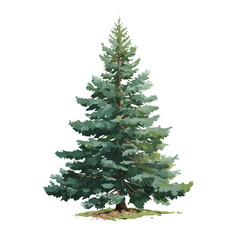 Fototapeta premium Pine Tree, illustrated as a clean 2D flat vector icon isolated on a white background