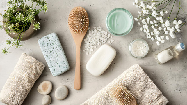 Clean Beauty Wellness Flat Lay With Natural Skincare Products