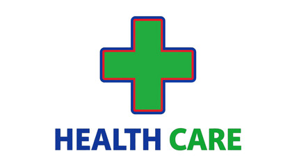 Obraz premium Green Medical Cross with Health Care Text