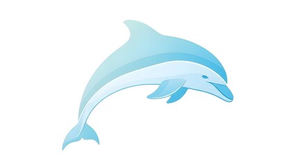Fototapeta premium Stylized Blue Dolphin Jumping Illustration Isolated on White Background