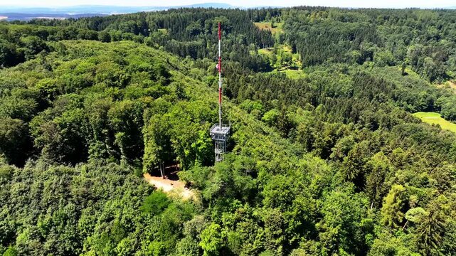 Aerial summer view of the Irchel with the Irchelturm and clear blue sky