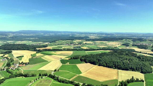 Aerial summer view of the Irchel with the Irchelturm and clear blue sky