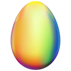 Easter Egg isolated.Colorful gradient 3d Easter egg in metallic rainbow on white background.Element for festive design,holiday decor,spring celebration,creative product presentation