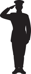 Fototapeta premium Military Soldier Saluting Silhouette Black and White Vector Illustration