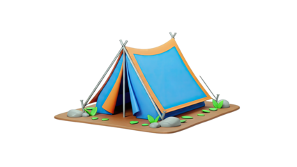 3D Rendered Camping Tent on Ground - Isolated