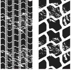 set of tire tracks silhouette