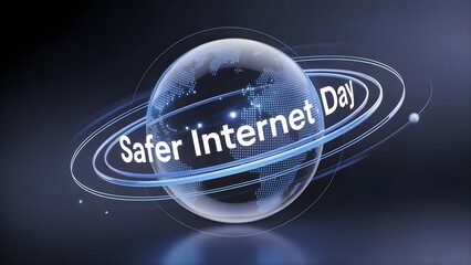 Safer Internet Day 3D Global Concept - Digital Security Illustration