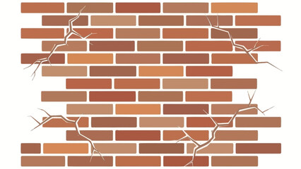 Obraz premium Brick Wall with Cracks A Graphic Representation of Texture and Damage on Isolated White Background