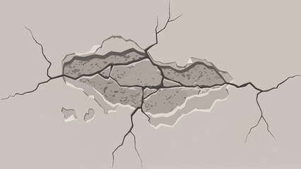 Obraz premium Cracked plaster wall texture A detailed illustration of damage, wear, and tear on a surface