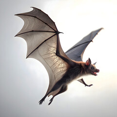 A bat with wings spread isolated on white background