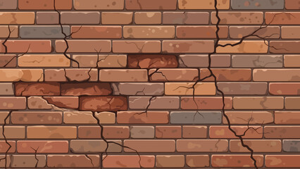 Obraz premium Cracked Brick Wall Texture A Detailed Illustration of Aged and Weathered Masonry