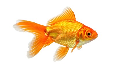 Fototapeta premium Vibrant goldfish isolated on white background with fins extended
