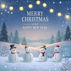 christmas card with snowman