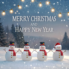 snowman and christmas tree