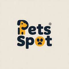 Modern pet logo with dog and paw print design elements