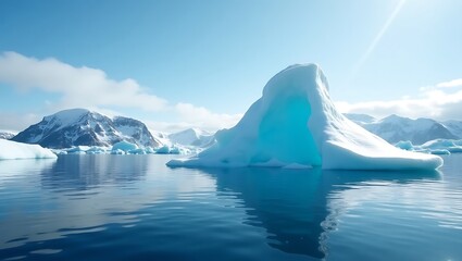 Serene Arctic Iceberg with Mountains and Calm Water