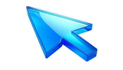 Glossy, transparent, light blue, cursor arrow pointing to the upper right corner on black