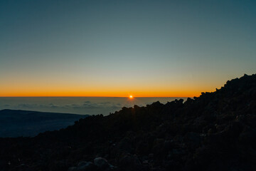Sunset, sunset glow, Volcano Teide and volcano landscape, national park El Teide, Tenerife, Canary Islands, Spain