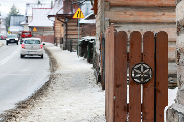 CHOCHOLOW, POLAND - DECEMBER 26, 2025: Wooden architecture of Chocholow, willage near the Zakopane, Poland.