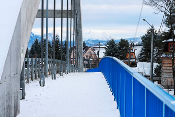 CHOCHOLOW, POLAND - DECEMBER 26, 2025: Concrete bridge in the village.