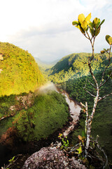Potaro River Valley after Kayetur Waterfall on a clear sunny day in the middle of the jungle, Guyana. Subtropics, world tourism.